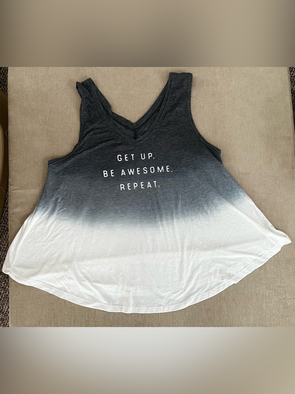 Awake Ombre V-Neck Tank Top in‎ Charcoal to White